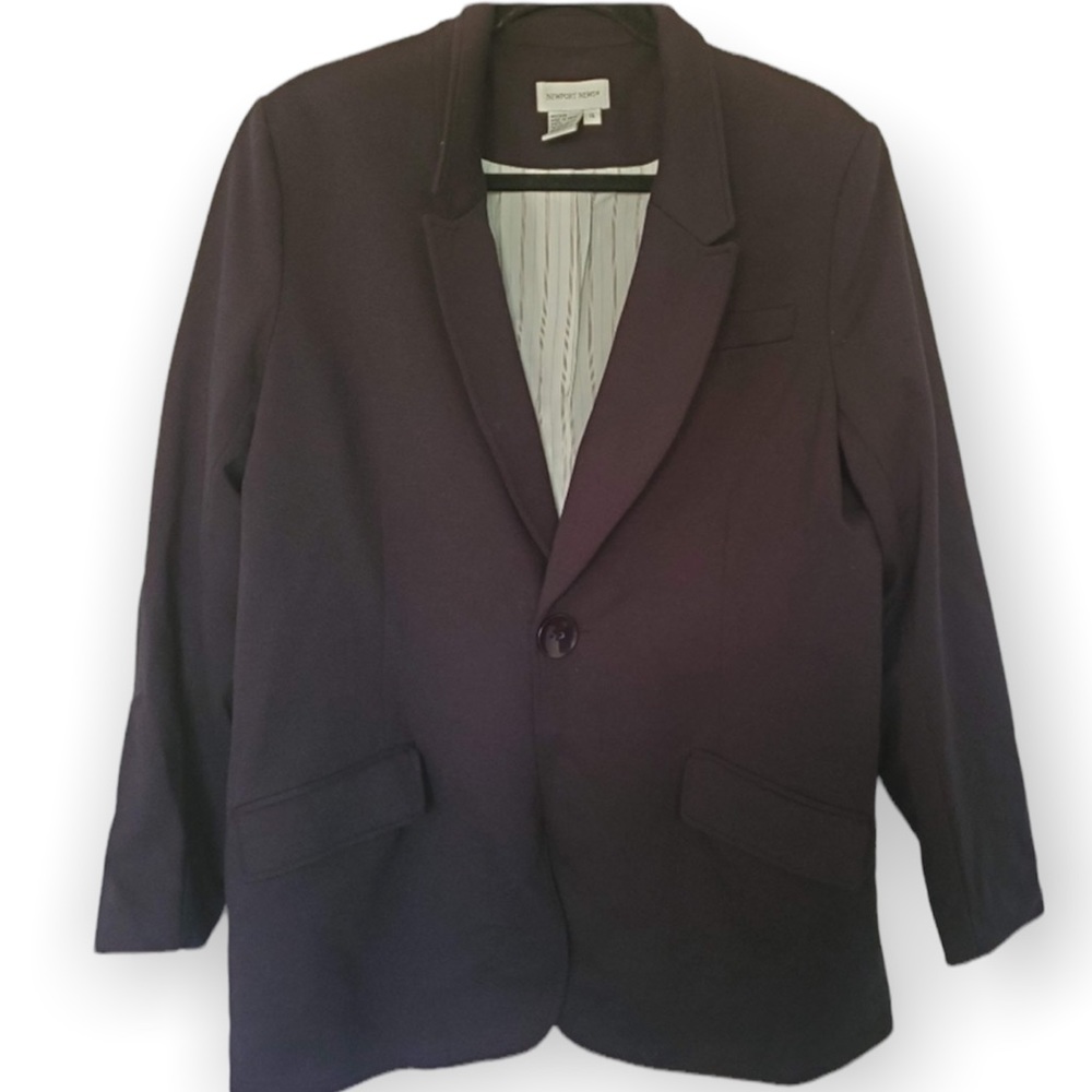 Newport News Blazer Womens Suit Jacket Black Size 14
